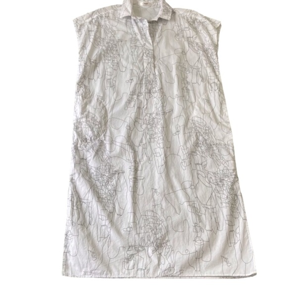 UCHUU cotton boxy dress white grey chunky lightweight sleeveless oversized tunic - Picture 3 of 16